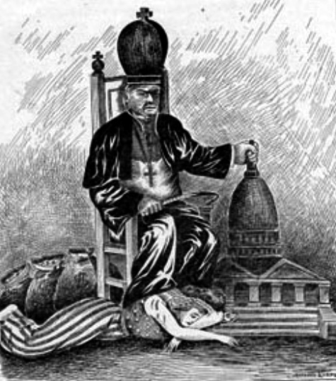 minaccia papista in vignetta americana